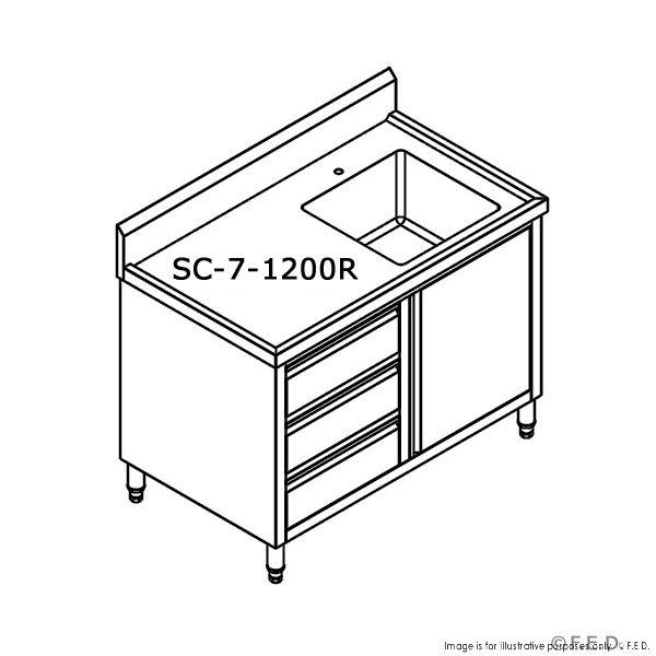 Kitchen Tidy Cabinet With Left/Right Sink 700mm Deep