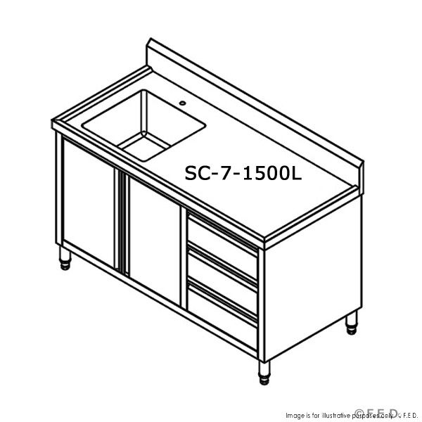 Kitchen Tidy Cabinet With Left/Right Sink 700mm Deep