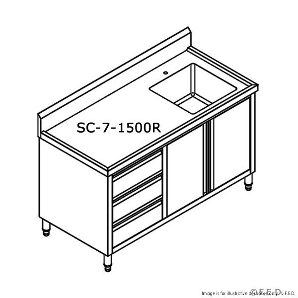 Kitchen Tidy Cabinet With Left/Right Sink 700mm Deep
