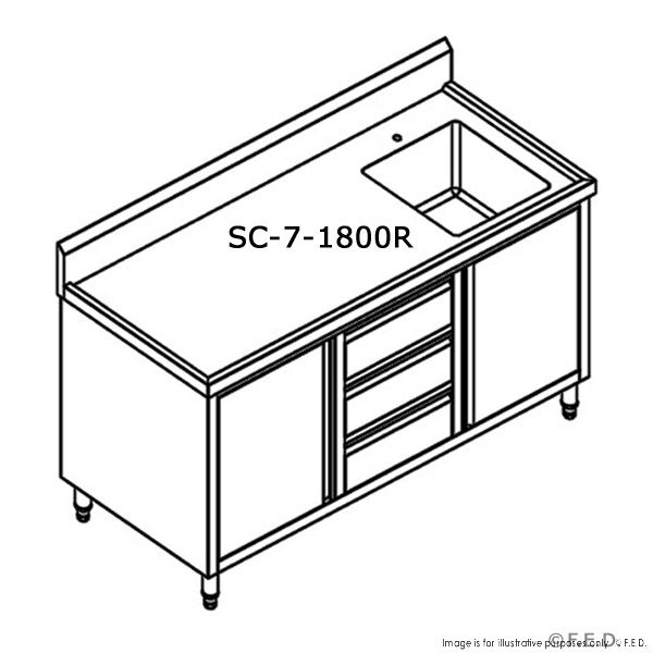 Kitchen Tidy Cabinet With Left/Right Sink 700mm Deep