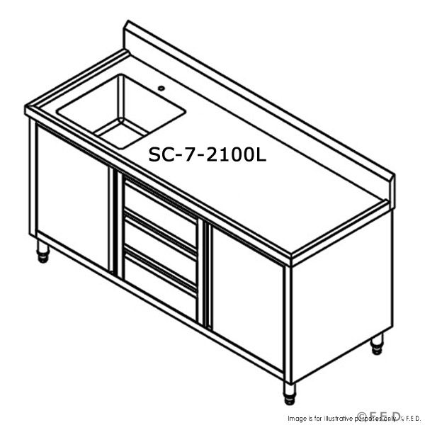 Kitchen Tidy Cabinet With Left/Right Sink 700mm Deep