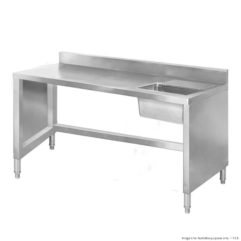 Workbench with ice storage and splashback 1400x600x890+100mm