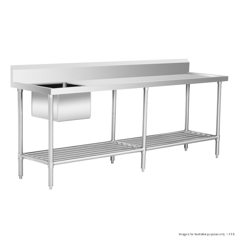 Single Sink Bench - Left Handed 2400x600x900mm