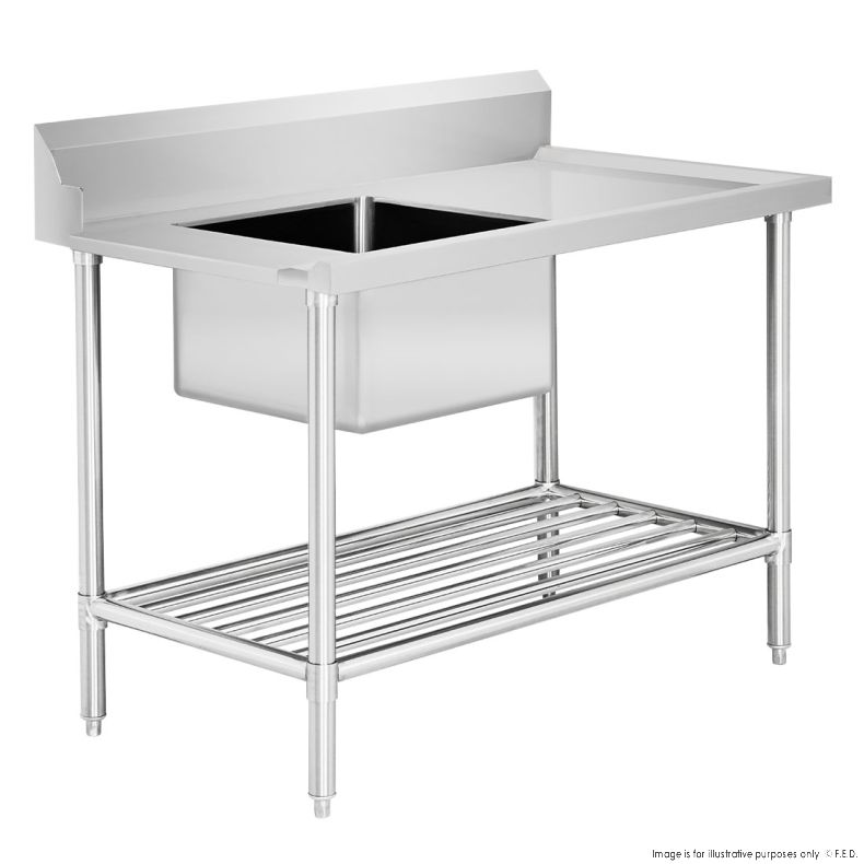 Single Sink Inlet Bench for Dishwasher - Left Handed 1200x700x900mm