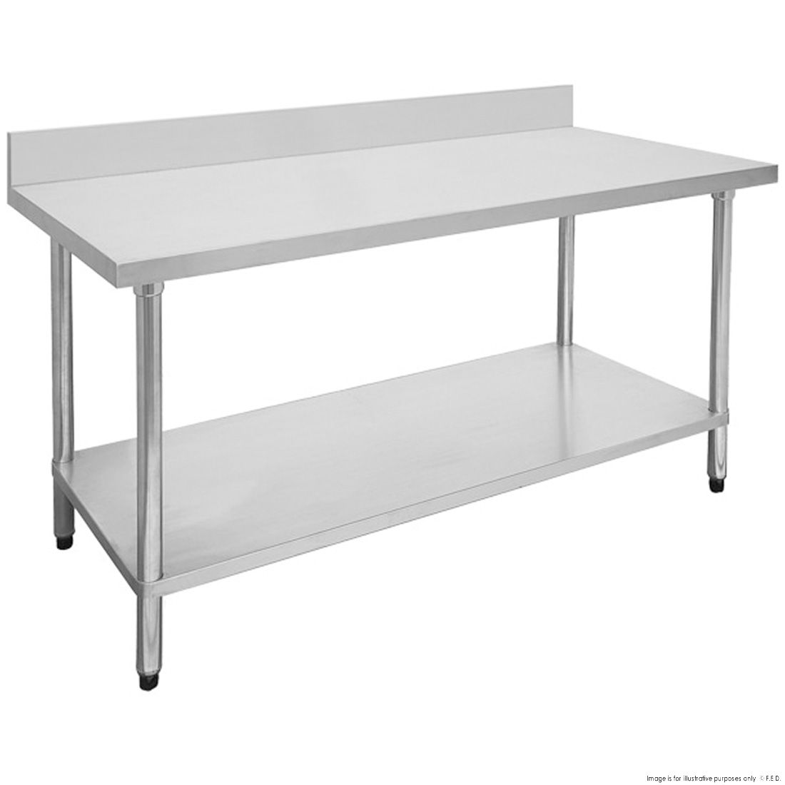 Economic 304 Grade Stainless Steel Tables with Splashback 700 Deep - SSTable7SB-EC