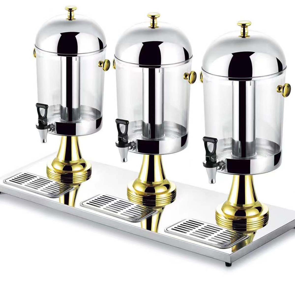 Stainless Steel Juice Dispenser 8Lx3 Triple head PE Bucket