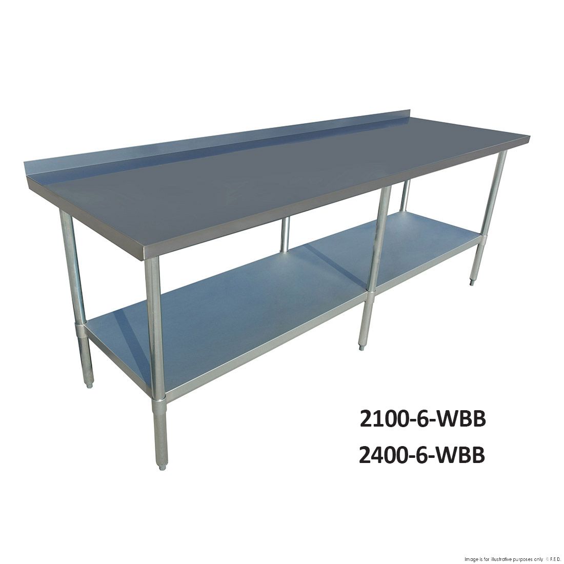 Economic 304 Grade Stainless Steel Tables with Splashback 600 Deep - SSTable6SB-EC