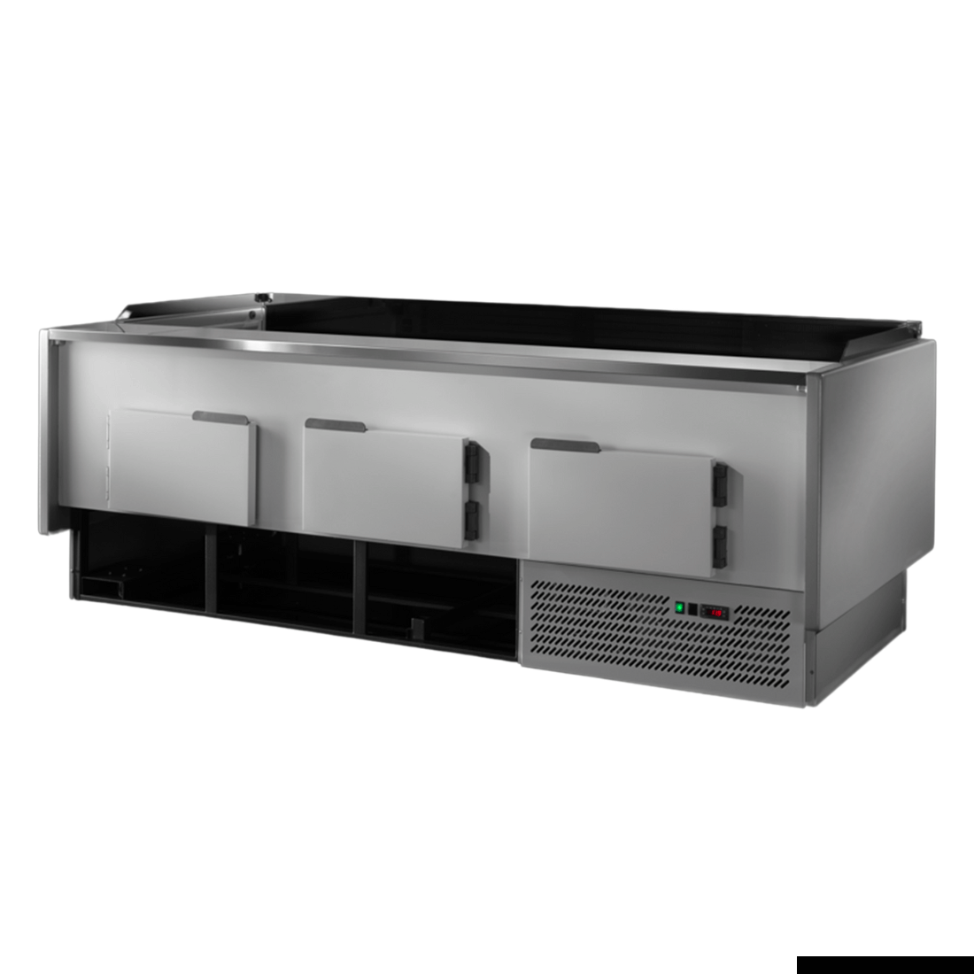 Tecnodom Serie MR80 Black 1520mm Self-serving Deli Display with Storage and Castors - TDMR-0815SELF