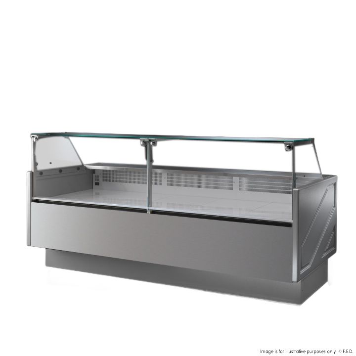 Tecnodom Serie MR9.5 Silver 2480mm Wide Deli Display with Storage and Castors TDMR-0925
