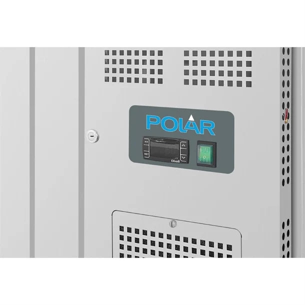 Polar U-Series GN Counter Saladette with Square Sneeze Guard - 3 Door