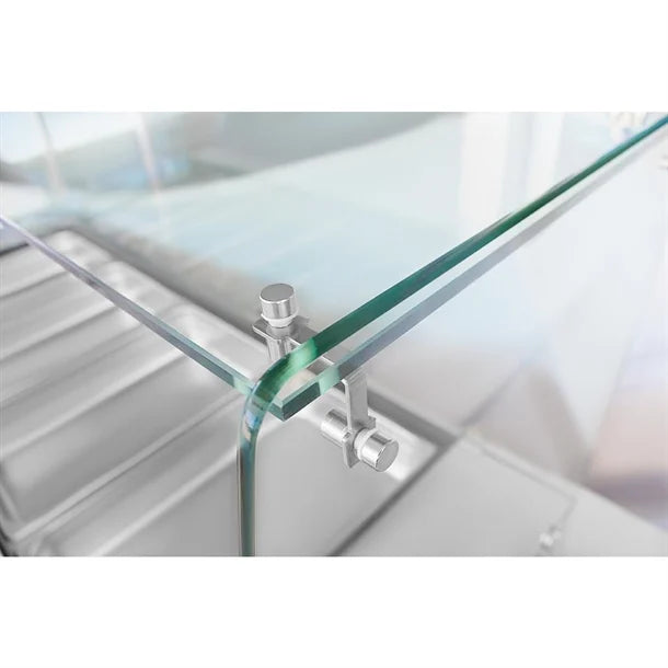 Polar U-Series GN Counter Saladette with Square Sneeze Guard - 4 Door