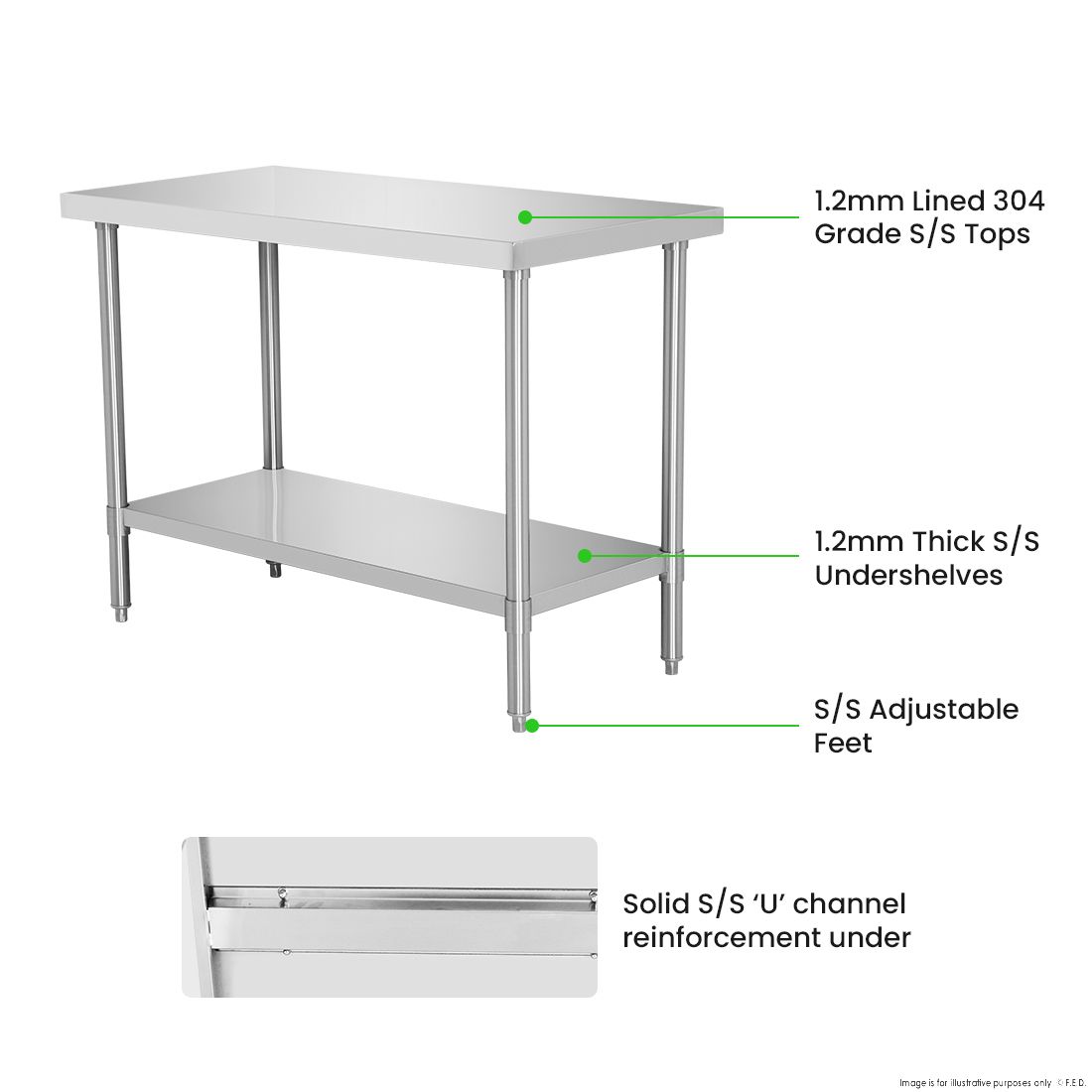 WB7-0800/A Stainless Steel Workbench