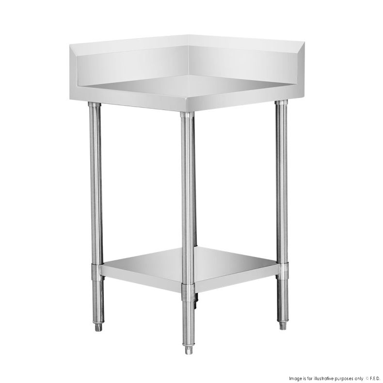 Corner Workbench with Splashback and Undershelf 600x600x900mm