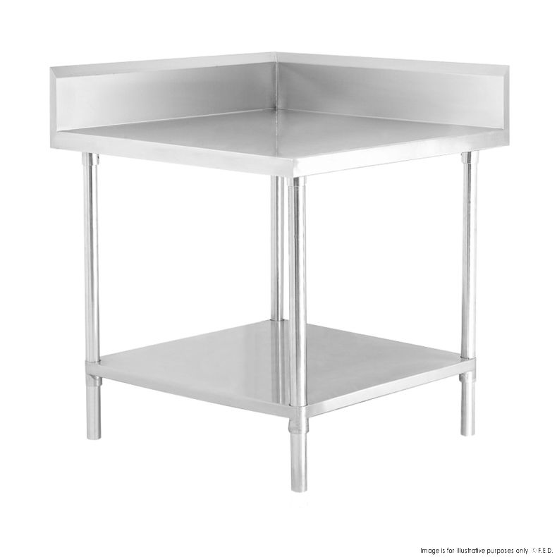 Corner Workbench with Splashback and Undershelf 700x700x900mm