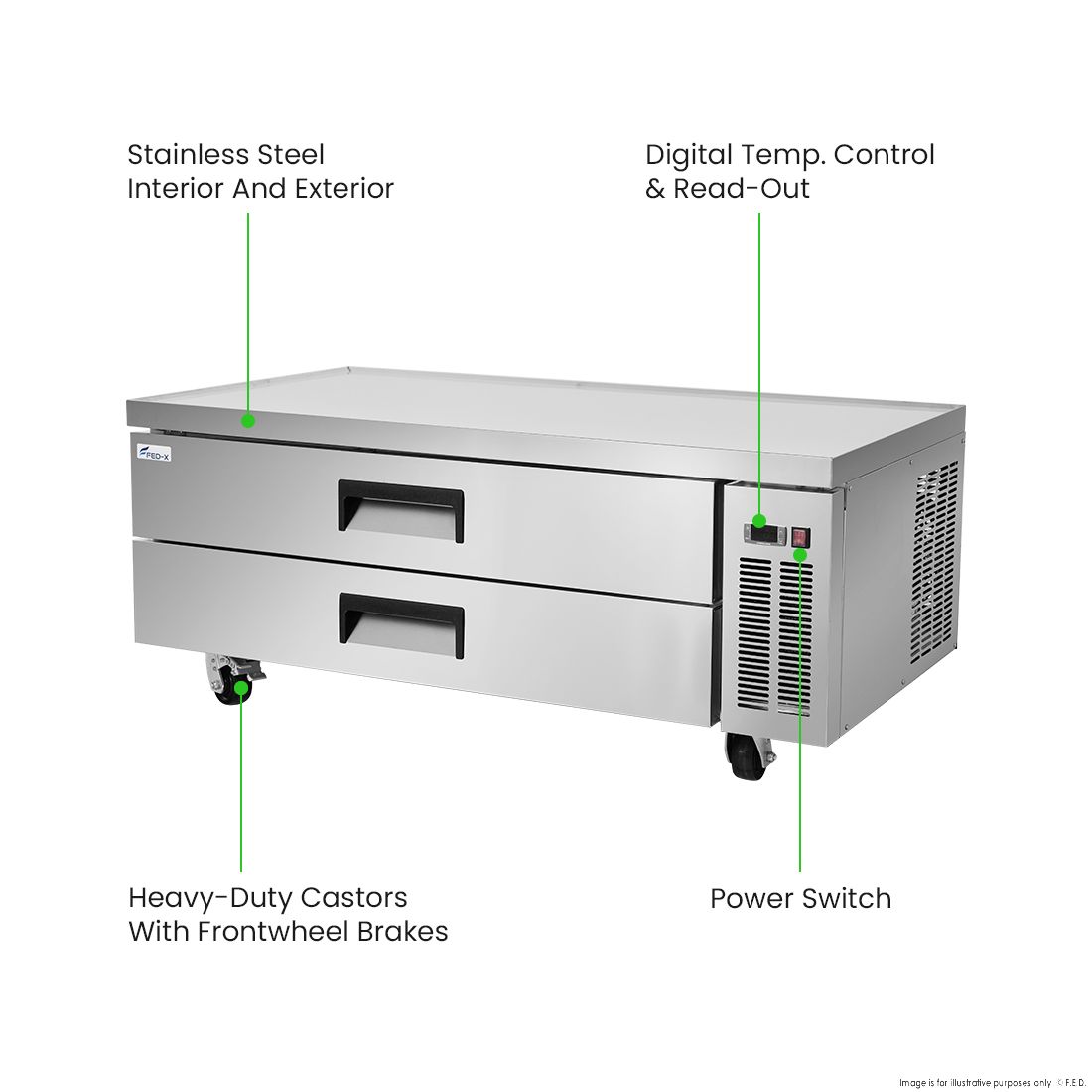 FED-X Chef Base Refrigeratied Drawer Bench 360L - XCB-60