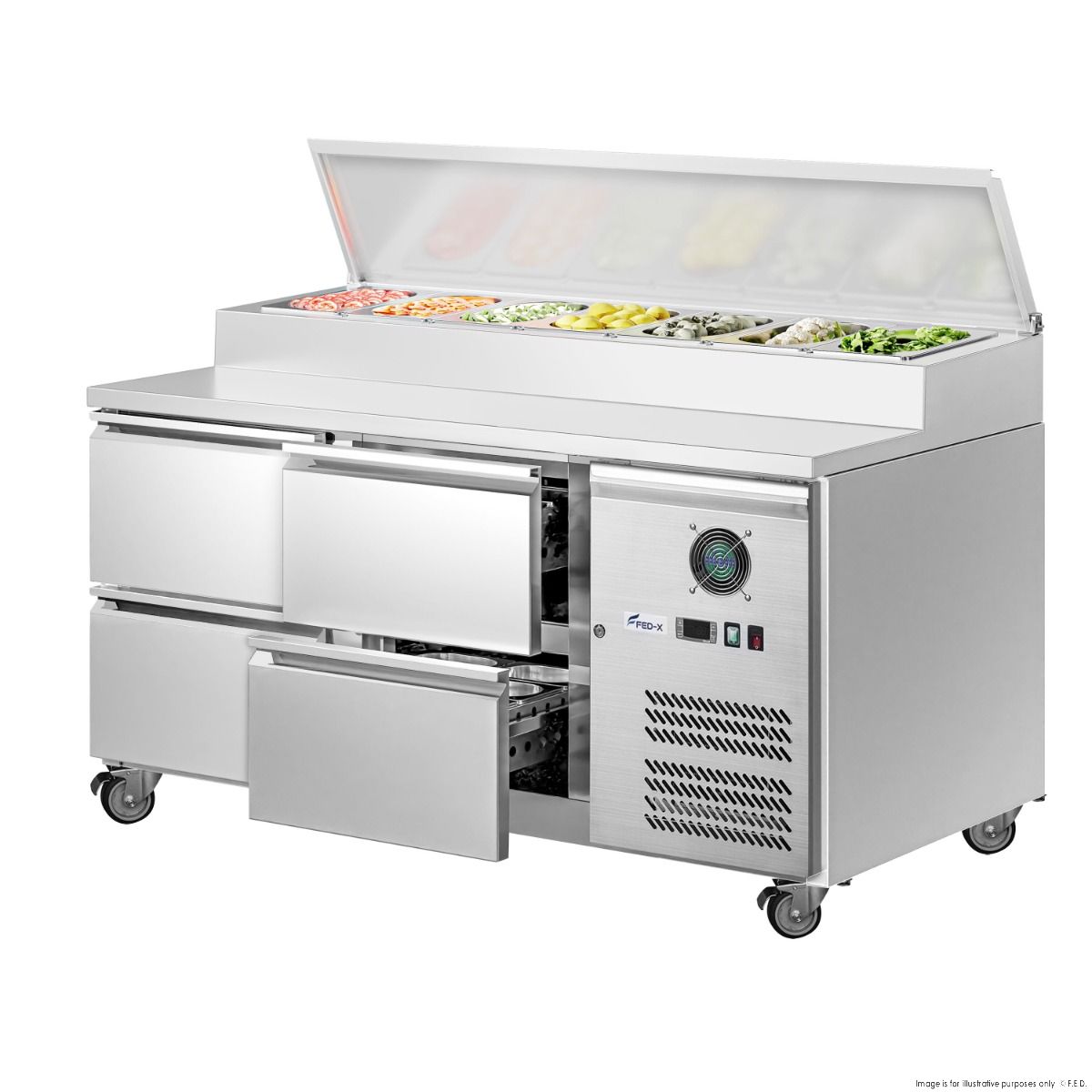 FED-X S/S Four Drawer Sandwich Counter - XSS7C13S2V-4D