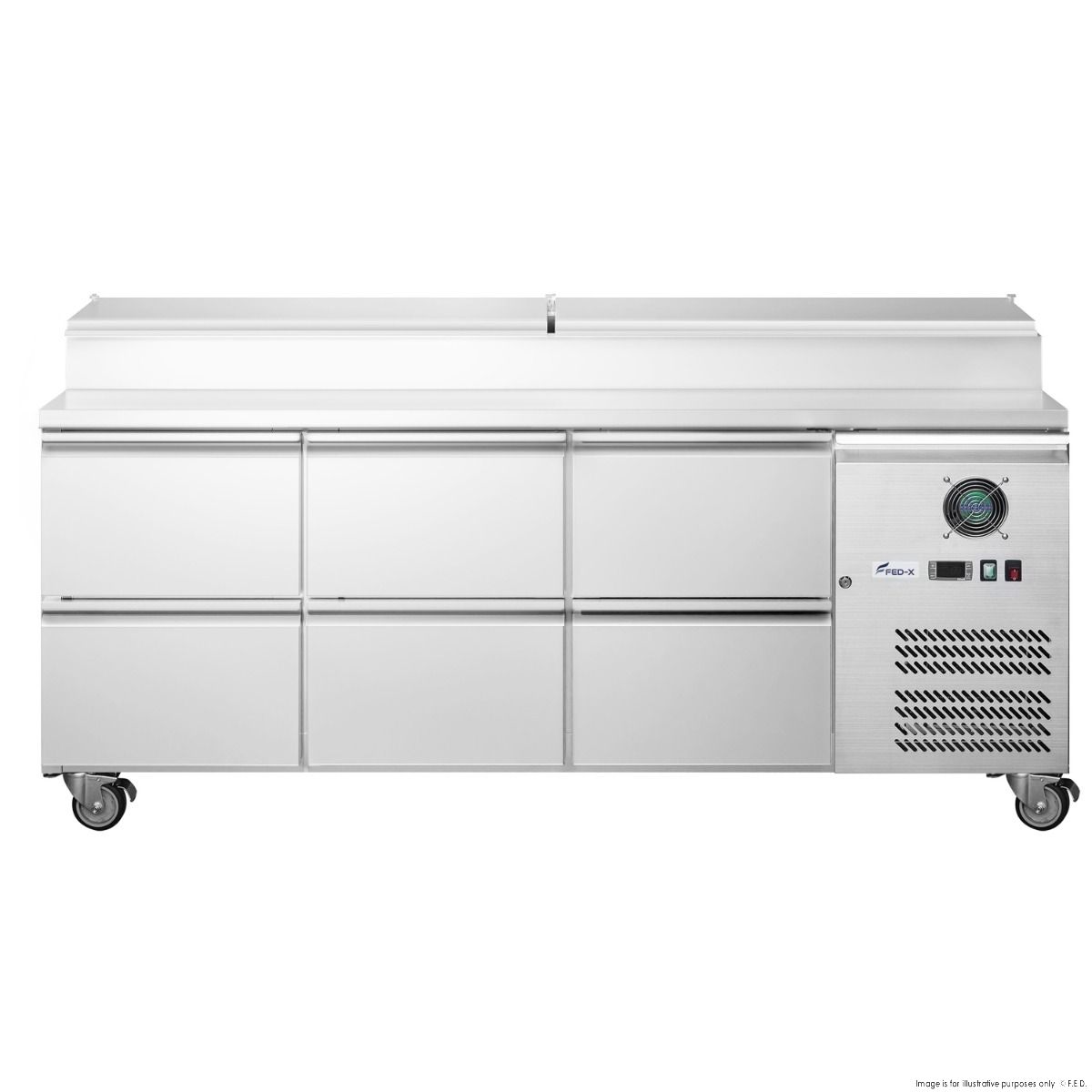 FED-X Six Drawer Salad Prep Fridge - XSS7C18S3V-6D