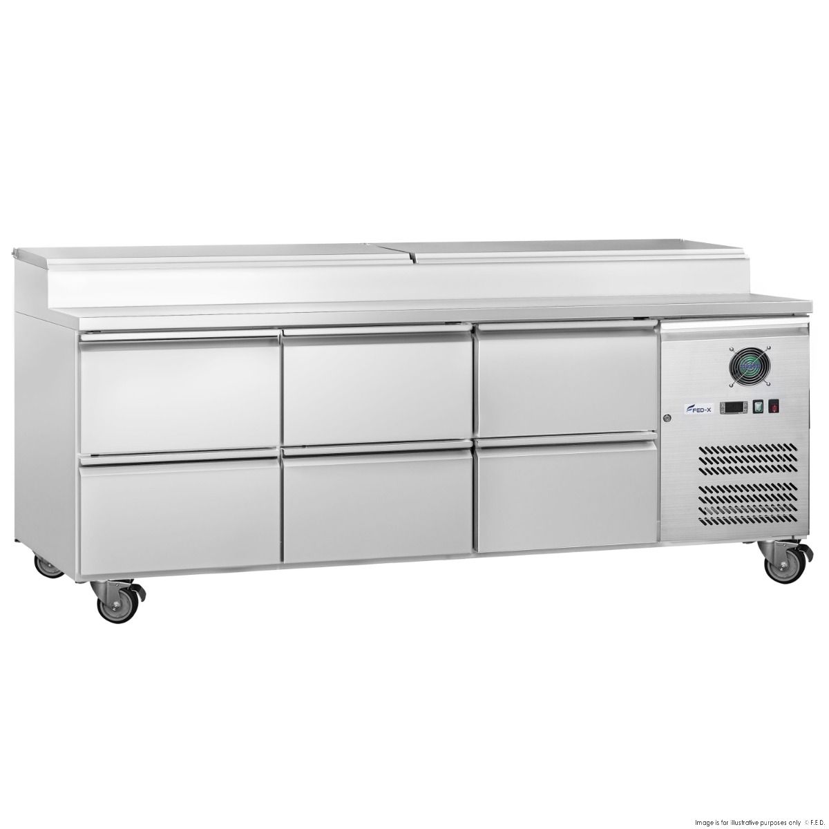 FED-X Six Drawer Salad Prep Fridge - XSS7C18S3V-6D