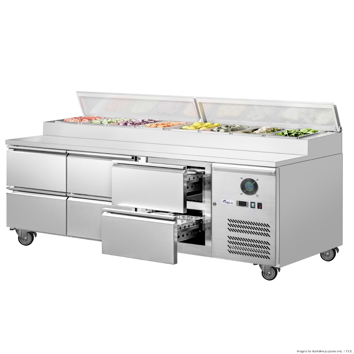 FED-X Six Drawer Salad Prep Fridge - XSS7C18S3V-6D
