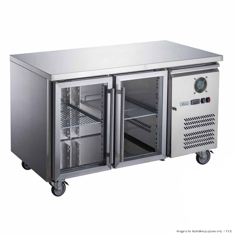 FED-X Two Glass Door Bench Fridge