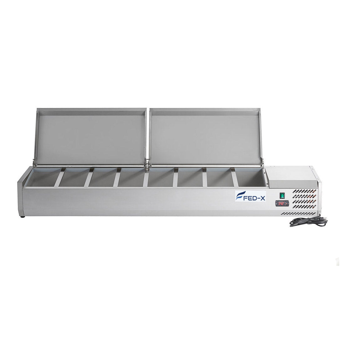 FED-X Salad Bench with Stainless Steel Lids - XVRX1800-380S